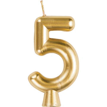 GOLD NUMERAL CANDLE 5