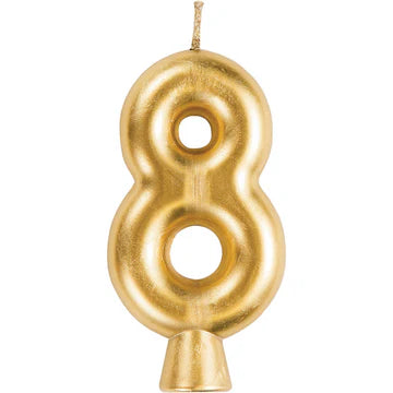 GOLD NUMERAL CANDLE 8