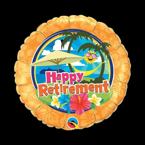 HAPPY RETIREMENT BEACH 18" MYLAR