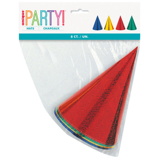 PRISMATIC PARTY HATS ASST 8 CT