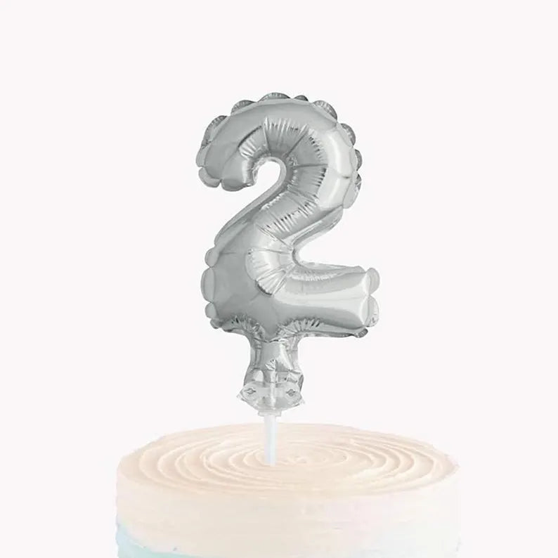 SILVER #2 BALLOON CAKE TOPPER