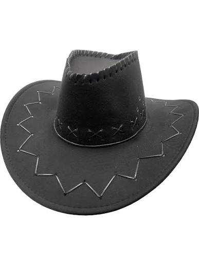 RODEO COWBOY HAT BLACK LEATHER LOOK