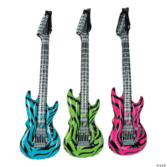NEON ZEBRA PRINT INFLATABLE GUITAR