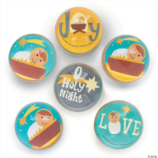 MINI NATIVITY BOUNCY BALLS 12CT