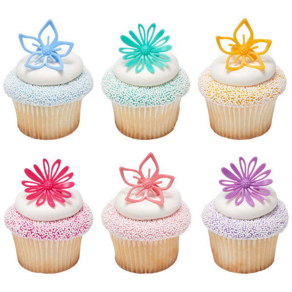 ASSORTED FLOWER RINGS 12CT