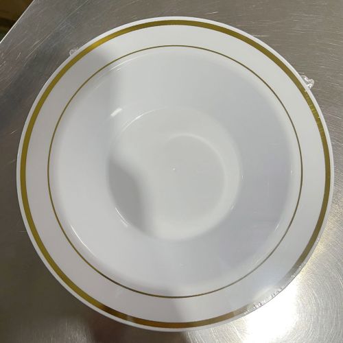 12 OZ WHITE BOWL W/ GOLD HS 8CT