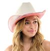 WHITE COWBOY HAT W/PEACH GLITTER UNDERBRIM