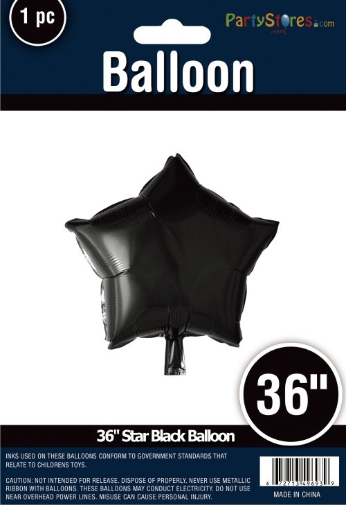 36" STAR MYLAR BLACK