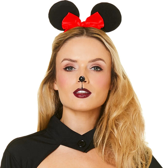 FLOCKED MINNIE MOUSE EARS W/ RED BOW