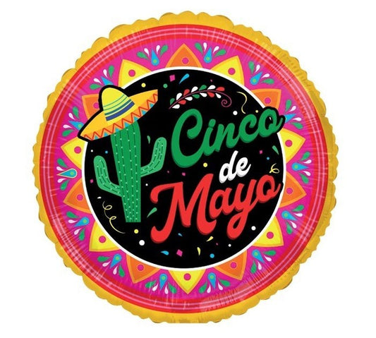 CINCO DE MAYO CACTUS WEARING SOMBRERO 18" MYLAR