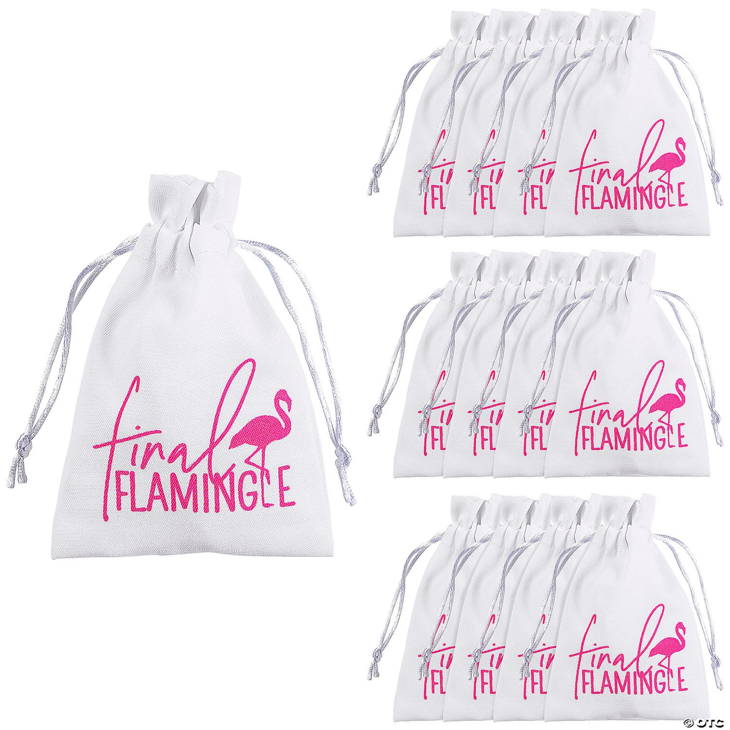 FINAL FLAMINGLE CANVAS FAVOR BAG 12CT