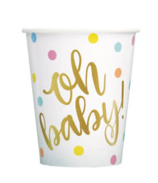 OH BABY GOLD 9OZ PAPER CUPS