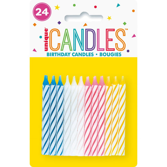 MULTICOLOR SPIRAL CANDLES 24CT
