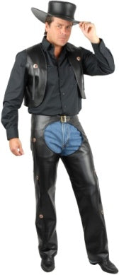 MENS COWBOY CHAPS & VEST SMALL