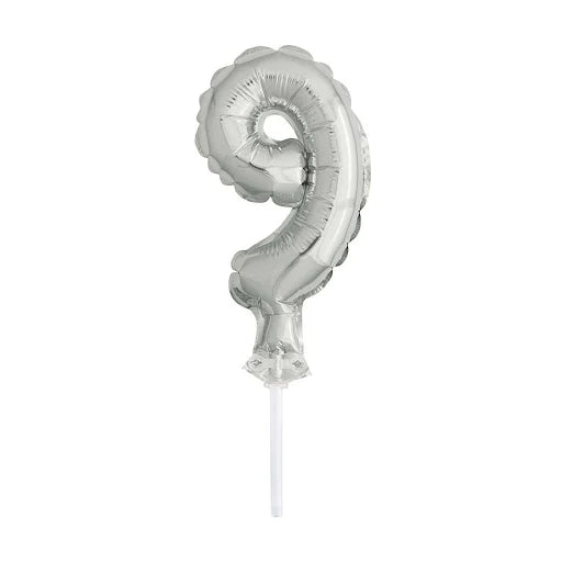 SILVER #9 BALLOON CAKE TOPPER