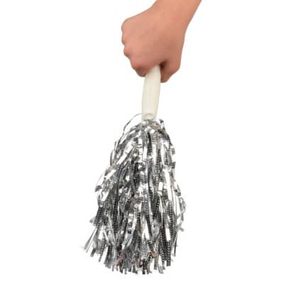 METALLIC POM POMS SILVER
