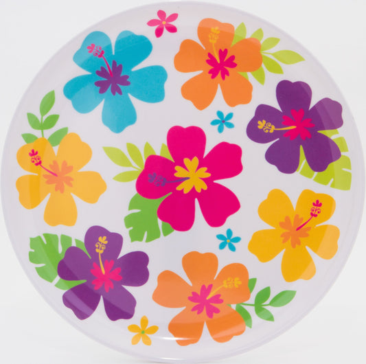 HIBISCUS WHITE ROUND PLATTER
