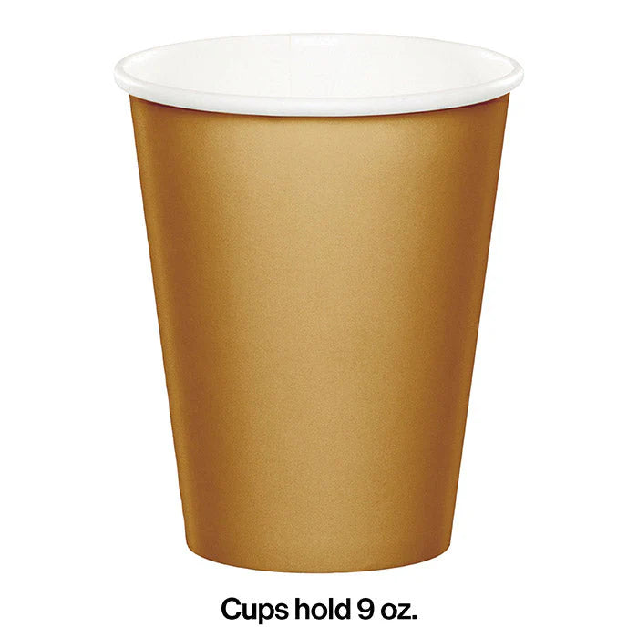 GLITTERING GOLD 9OZ PPR CUP 24CT