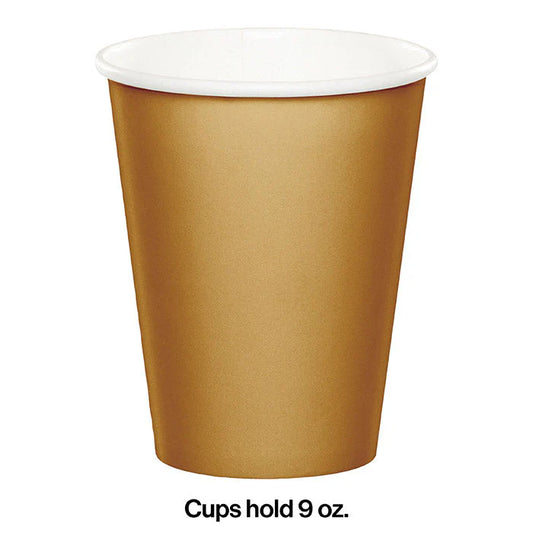 GLITTERING GOLD 9OZ PPR CUP 24CT