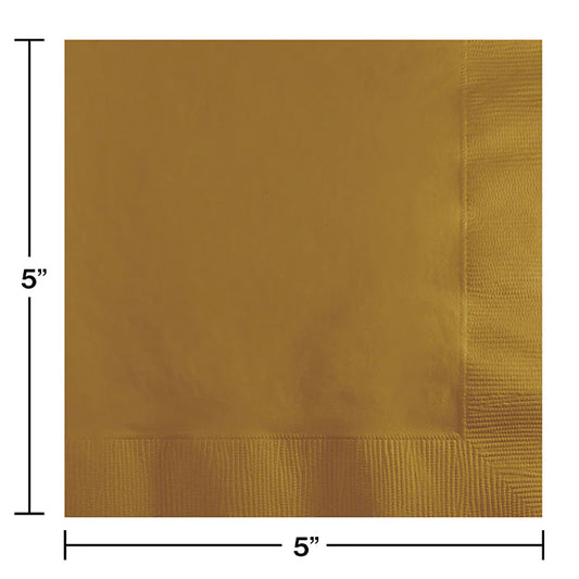 GLITTERING GOLD BEV NAPKIN 50CT