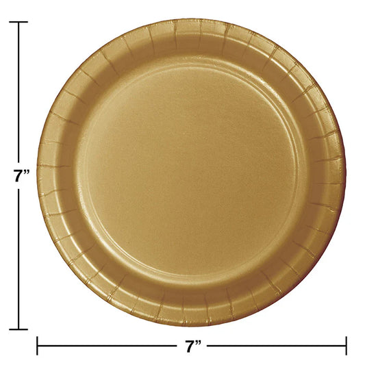 GLITTERING GOLD 7" PPR PLATE 24CT