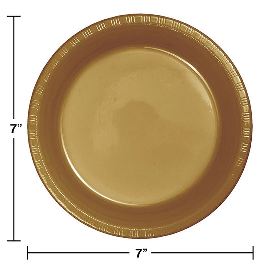 7" PL PLATE GLITTERING GOLD 20CT