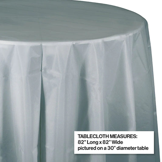 SHIMMERING SILVER PLASTIC OCTY ROUND 82"