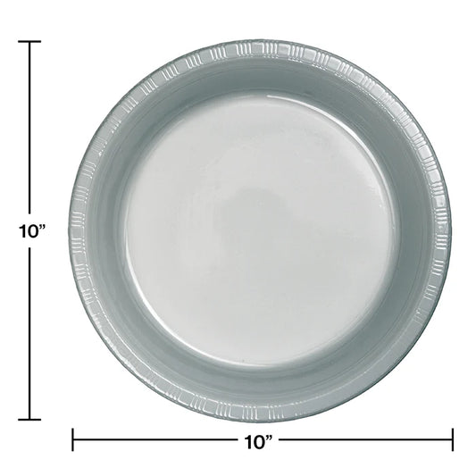 10" PL PLATES 20CT SHIMMERING SILVER