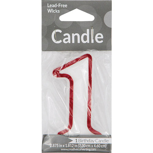 RED/WHT NUMERAL CANDLE 1