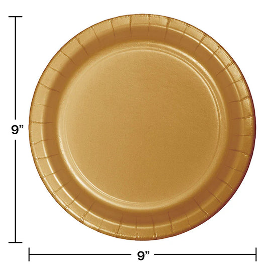 GLITTERING GOLD 9" PPR PLATE 24CT