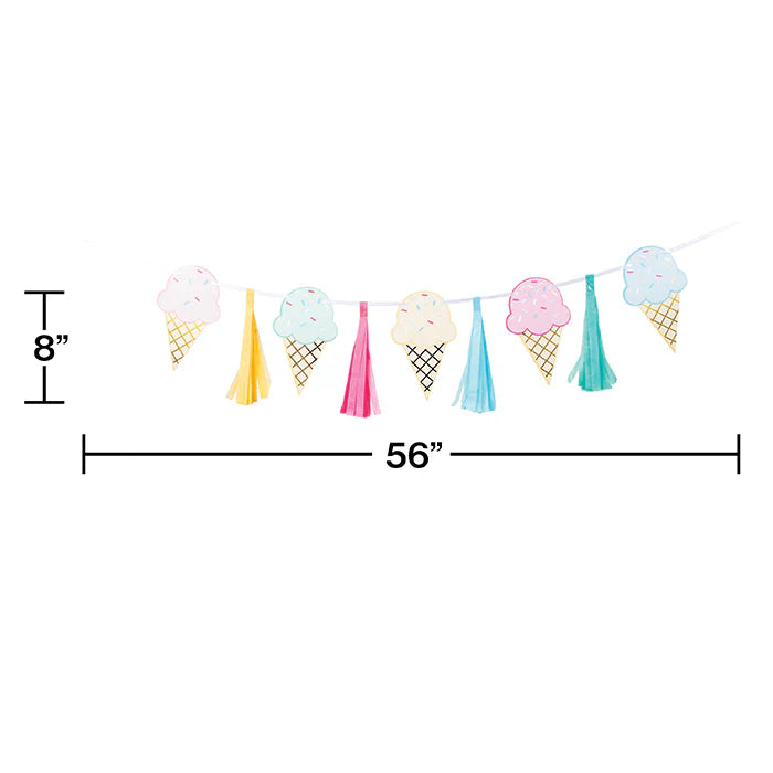 TASSLE BANNER ICE CREAM PARTY