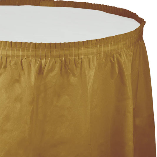 GLITTERING GOLD 14' PL TABLESKIRT