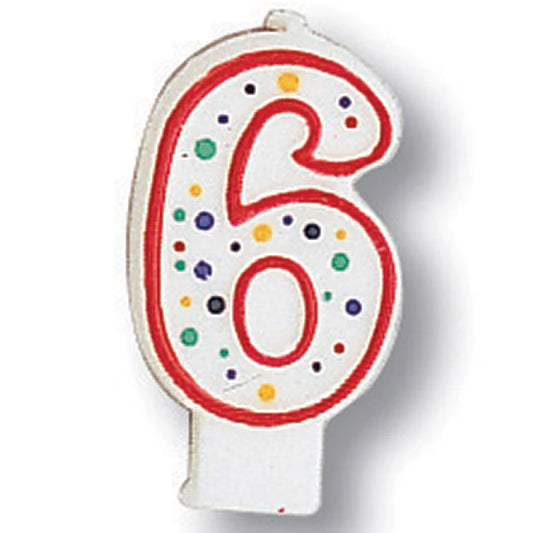 POLKA DOT NUMERAL CANDLE 6