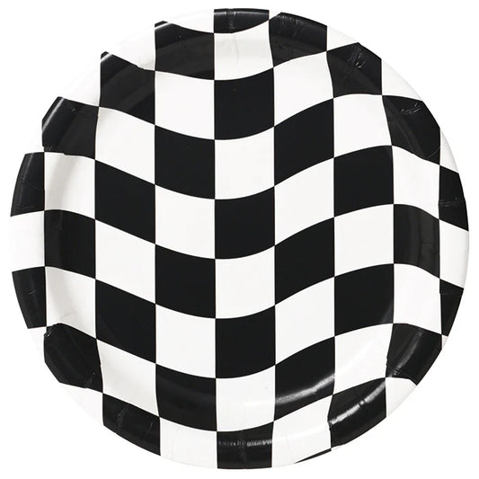 BLACK/WHITE CHECK 9" PLATES