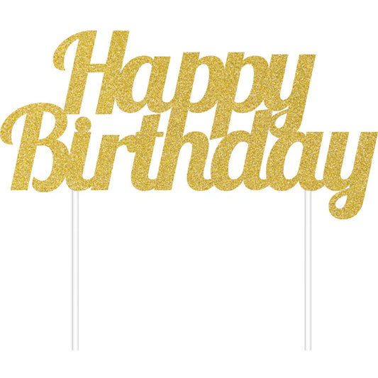 CAKE TOPPER GOLD HAPPY BDAY