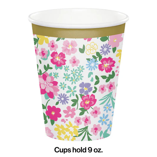 FLORAL TEA PARTY 9OZ PAPER CUPS