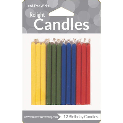 RAINBOW RELIGHT CANDLES 12CT