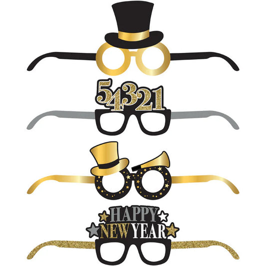 HAPPY NEW YEAR PAPER GLASSES 4CT